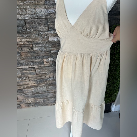 Tan Tiered Midi Sundress with Spaghetti Straps - Picture 5 of 7